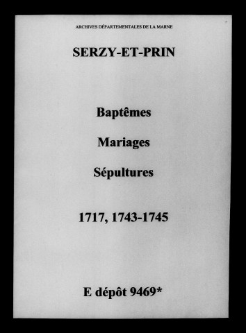 Serzy-et-Prin. Baptêmes, mariages, sépultures 1717-1745