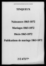 Tinqueux. Naissances, mariages, décès, publications de mariage 1863-1872