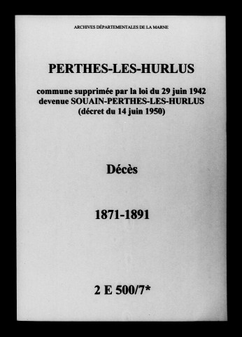 Perthes-lès-Hurlus. Décès 1871-1891
