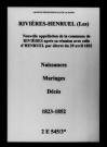 Rivières (Les). Naissances, mariages, décès 1823-1852