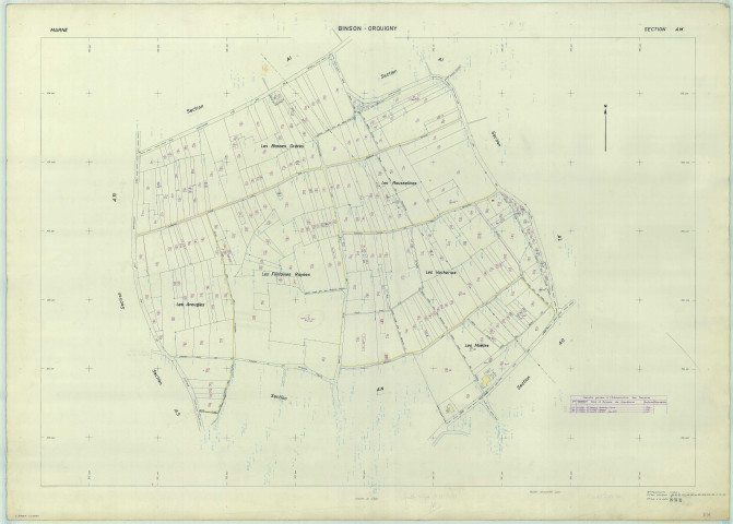 Binson-et-Orquigny (51063). Section AM échelle 1/1000, plan renouvelé pour 1971, plan régulier (papier armé).