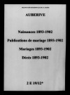 Aubérive. Naissances, publications de mariage, mariages, décès 1893-1902