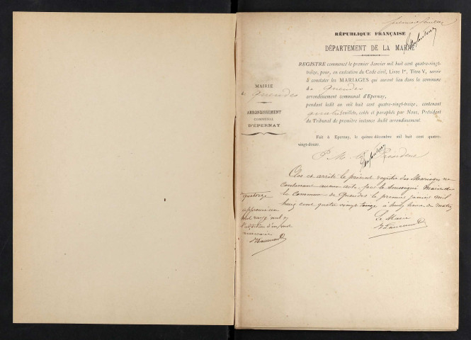 Queudes. Mariages 1893-1929