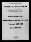 Auménancourt-le-Petit. Naissances, publications de mariage, mariages, décès 1823-1832