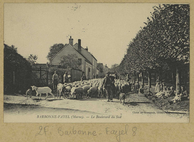 BARBONNE-FAYEL. 3-Le Boulevard du Sud / A. Bourgeois, photographe.
Barbonne.[vers 1905]