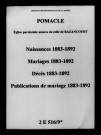 Pomacle. Naissances, mariages, décès, publications de mariage 1883-1892