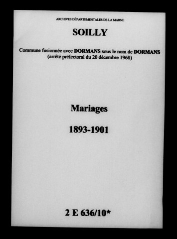 Soilly. Mariages 1893-1901