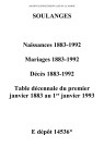 Soulanges. Naissances, mariages, décès et tables décennales des naissances, mariages, décès 1883-1892