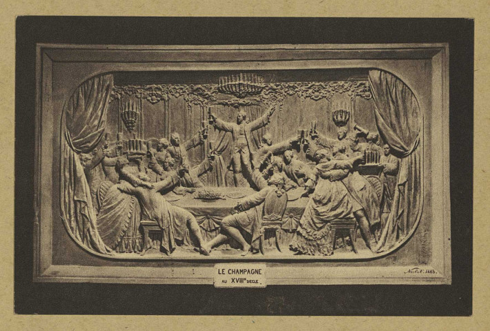 REIMS. 15 Le Champagne au XVIIIe siècle , bas-relief sculpté dans la craie / Nivolet.
