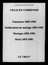 Ville-en-Tardenois. Naissances, publications de mariage, mariages, décès 1893-1902