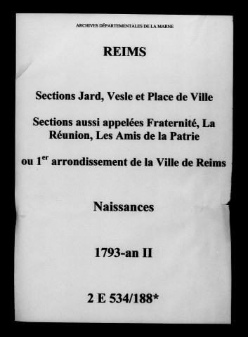 Reims. 1er arrondissement. Naissances 1793-an II