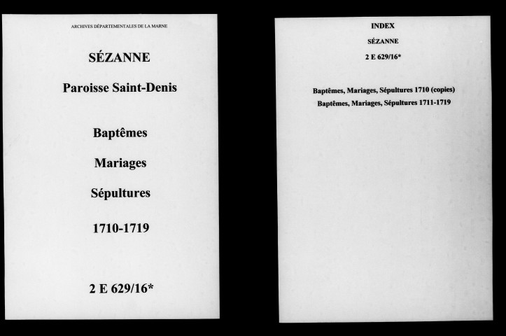 Sézanne. Saint-Denis. Baptêmes, mariages, sépultures 1710-1719