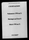 Courtagnon. Naissances, mariages, décès 1793-an X