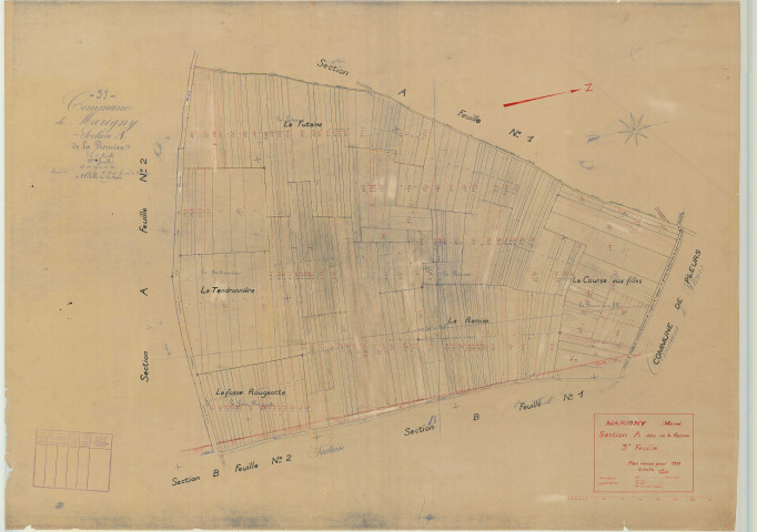 Marigny (51351). Section A3 échelle 1/2000, plan mis à jour pour 01/01/1938, non régulier (papier)