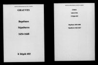 Grauves. Baptêmes, sépultures 1654-1668