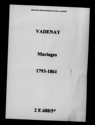 Vadenay. Mariages 1793-1861