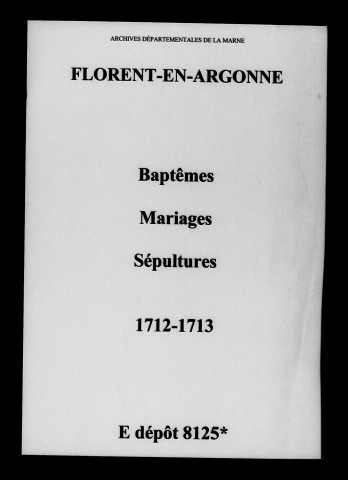 Florent. Baptêmes, mariages, sépultures 1712-1713