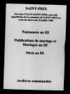 Saint-Prix. Naissances, publications de mariage, mariages, décès an III