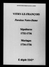 Vitry-le-François. Notre-Dame. Sépultures, mariages 1732-1736