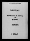 Haussimont. Publications de mariage, mariages 1863-1892