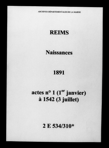 Reims. Naissances 1891
