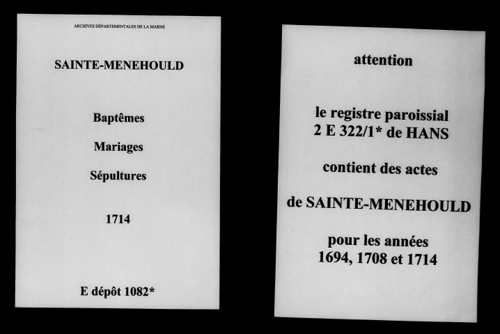 Sainte-Menehould. Baptêmes, mariages, sépultures 1714