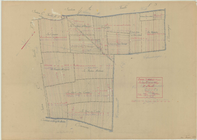 Pierre-Morains (51430). Section C2 échelle 1/2500, plan mis à jour pour 1935, plan non régulier (papier)