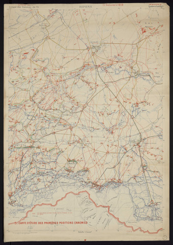 Ripont. : 5 - carte d'étude des premières positions ennemies.
Service géographique de l'Armée].1918