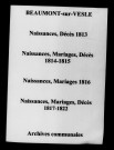 Beaumont-sur-Vesle. Naissances, mariages, décès 1813-1822