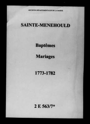 Sainte-Menehould. Baptêmes et mariages 1773-1782
