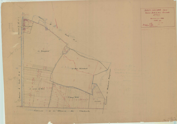 Soizy-aux-Bois (51542). Section B2 échelle 1/2500, plan mis à jour pour 01/01/1935, non régulier (papier)