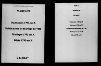 Marfaux. Naissances, mariages, décès, publications de mariage 1793-an X