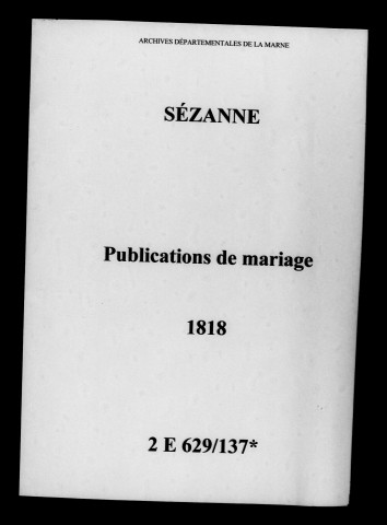Sézanne. Publications de mariage 1818