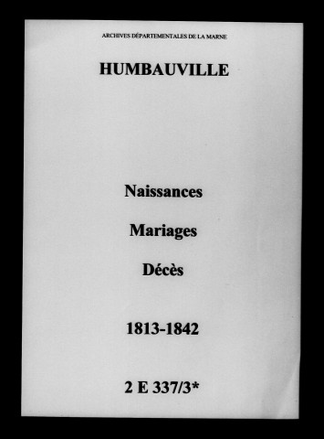 Humbauville. Naissances, mariages, décès 1813-1842