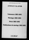 Avenay. Naissances, mariages, décès, publications de mariage 1883-1892