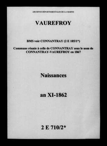 Vaurefroy. Naissances an XI-1862