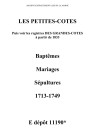 Petites-Côtes (Les). Baptêmes, mariages, sépultures 1713-1749