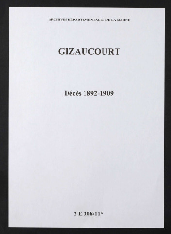 Gizaucourt. Décès 1892-1909