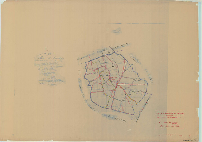 Soizy-aux-Bois (51542). Tableau d'assemblage 1 échelle 1/10000, plan mis à jour pour 01/01/1935, non régulier (papier)