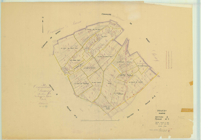Val-de-Vière (51218). Section A1 1 échelle 1/2500, plan mis à jour pour 1962, plan non régulier (papier)