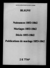 Bligny. Naissances, mariages, décès, publications de mariage 1853-1862