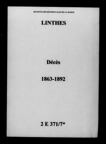 Linthes. Décès 1863-1892