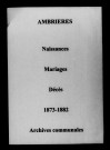 Ambrières. Naissances, mariages, décès 1873-1882