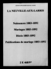 Neuville-aux-Larris (La). Naissances, mariages, décès, publications de mariage 1883-1892