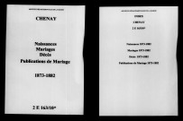 Chenay. Naissances, mariages, décès, publications de mariage 1873-1882