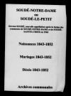 Soudé-Notre-Dame. Naissances, mariages, décès 1843-1852