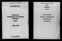 Champigny. Naissances, publications de mariage, mariages, décès 1893-1902