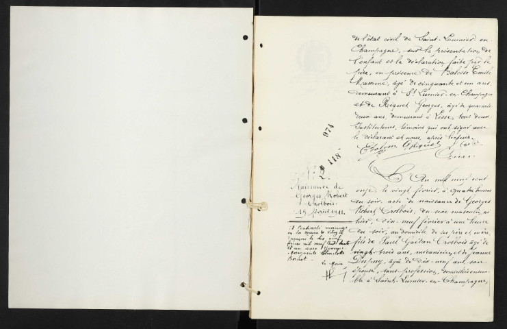 Saint-Lumier-en-Champagne. Naissances, mariages, décès 1911-1919 (reconstitutions)