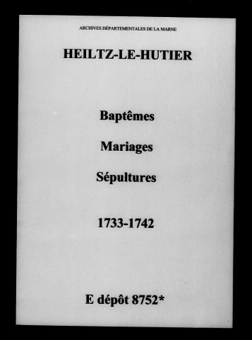 Heiltz-le-Hutier. Baptêmes, mariages, sépultures 1733-1742