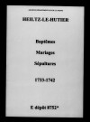 Heiltz-le-Hutier. Baptêmes, mariages, sépultures 1733-1742